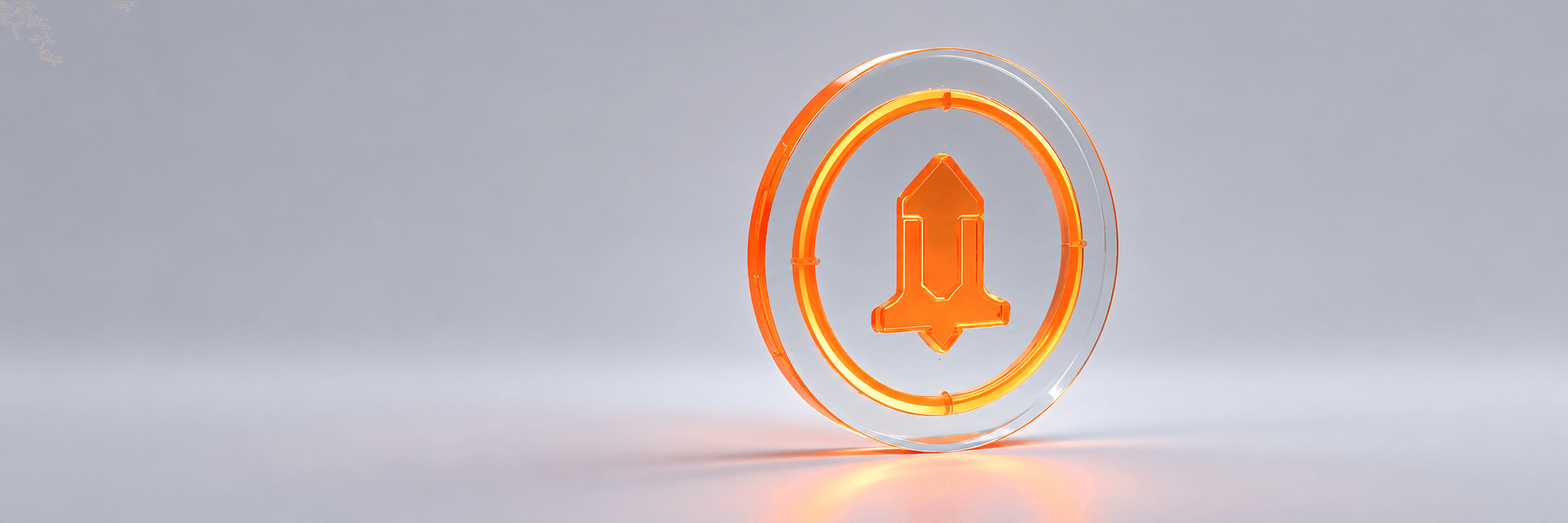Orange 3D tokenization symbol inside a transparent ring
