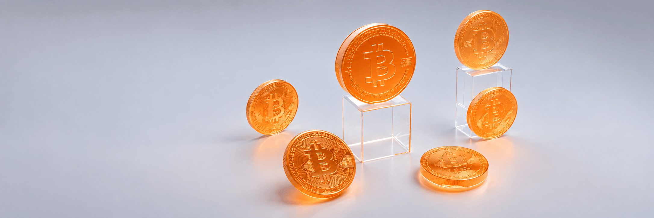 Orange 3D composition with digital coins
